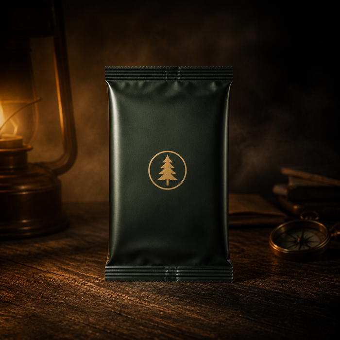 Hollowfield Series One booster pack, sealed dark green foil with amber pine emblem